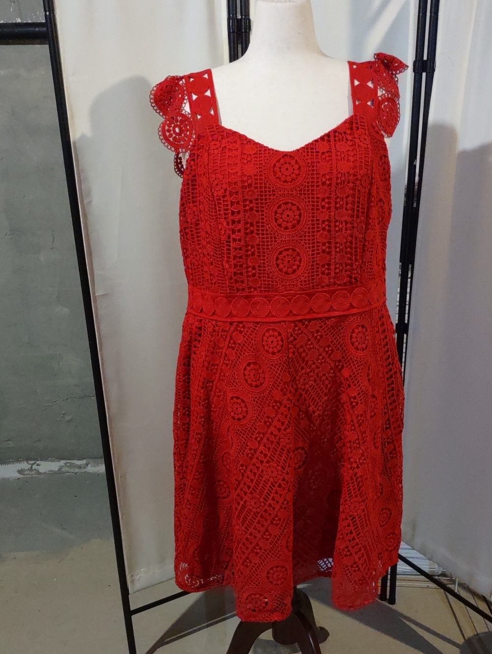 City Chic Red Crochet Dress Size 20